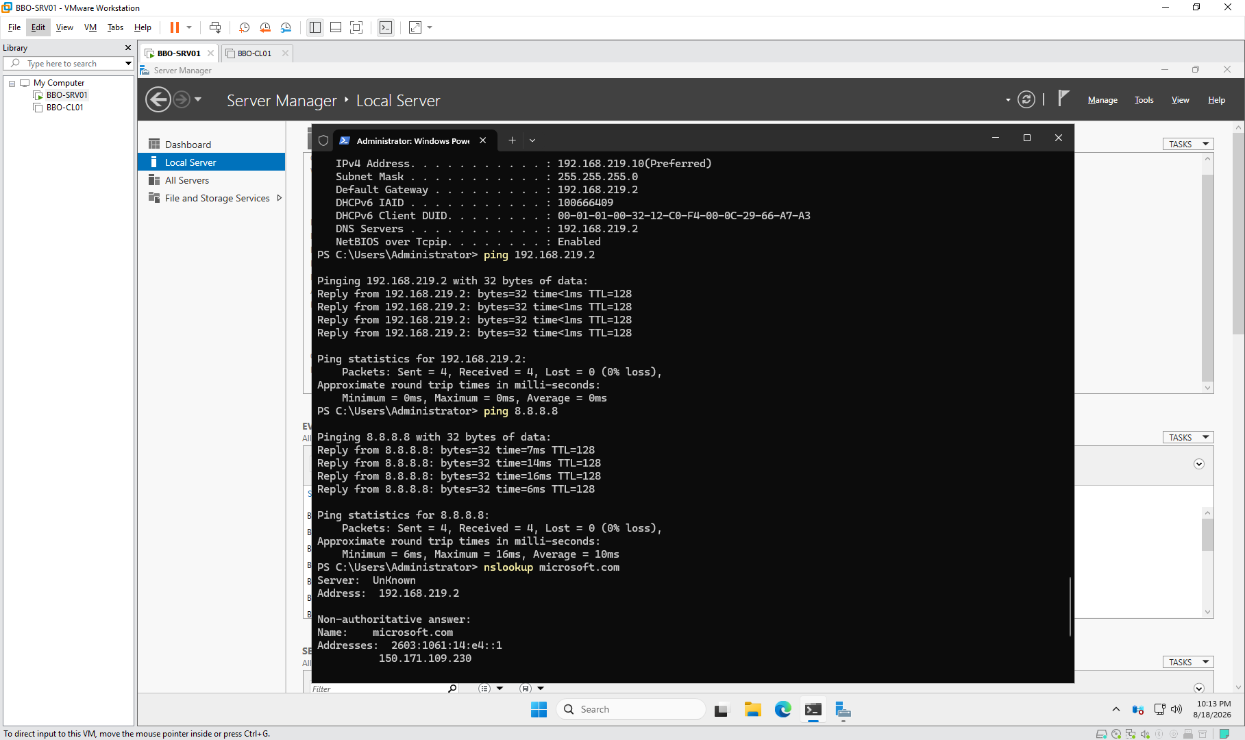 PowerShell administration in the Windows lab